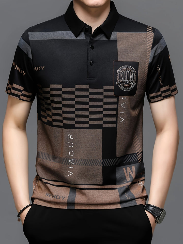 Nathaniel | Elegancka koszulka polo w kolorowe bloki