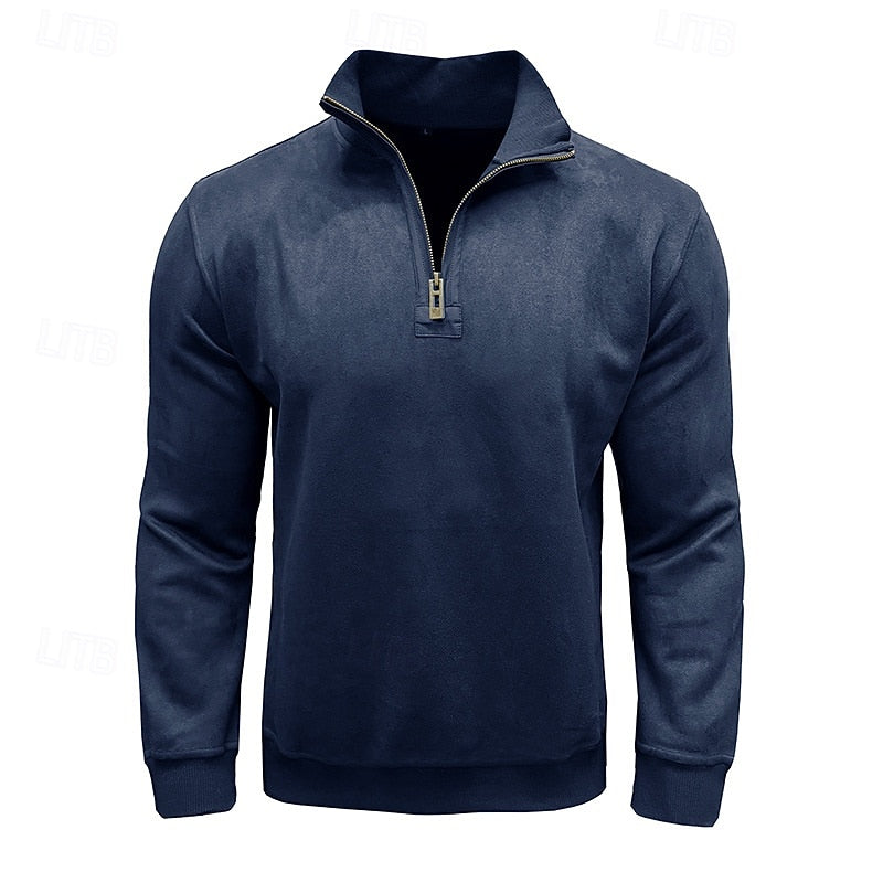 Caleb | Bluza z kołnierzem typu stand-collar na zamek błyskawiczny