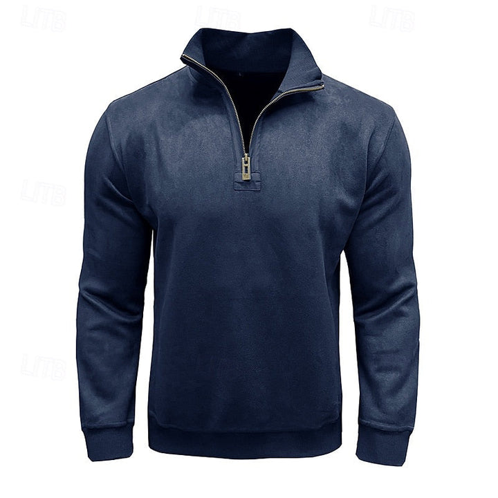 Caleb | Bluza z kołnierzem typu stand-collar na zamek błyskawiczny