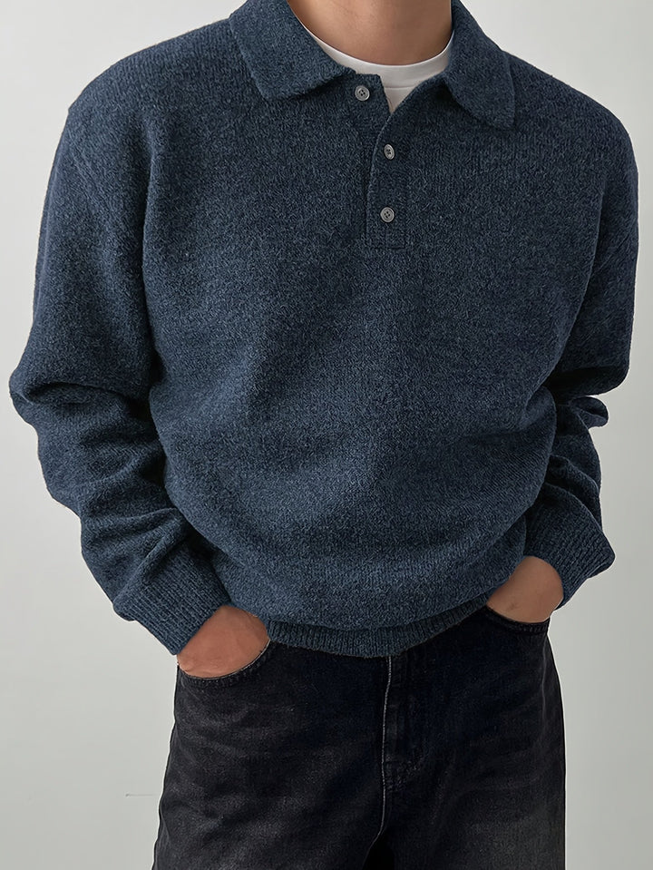 Landon | Wyrafinowany Sweter z Kołnierzykiem Polo