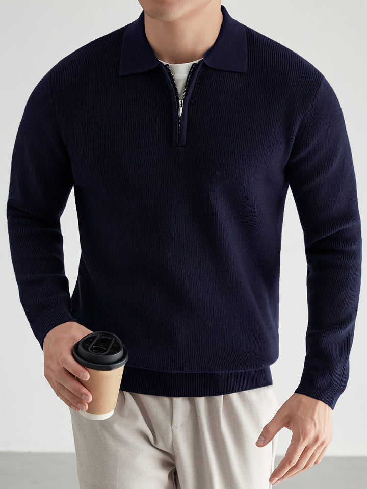 Donovan | Elegancki sweter polo z ćwierć zamkiem