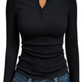 Ivy | Dopasowany Top Henley z Guzikami