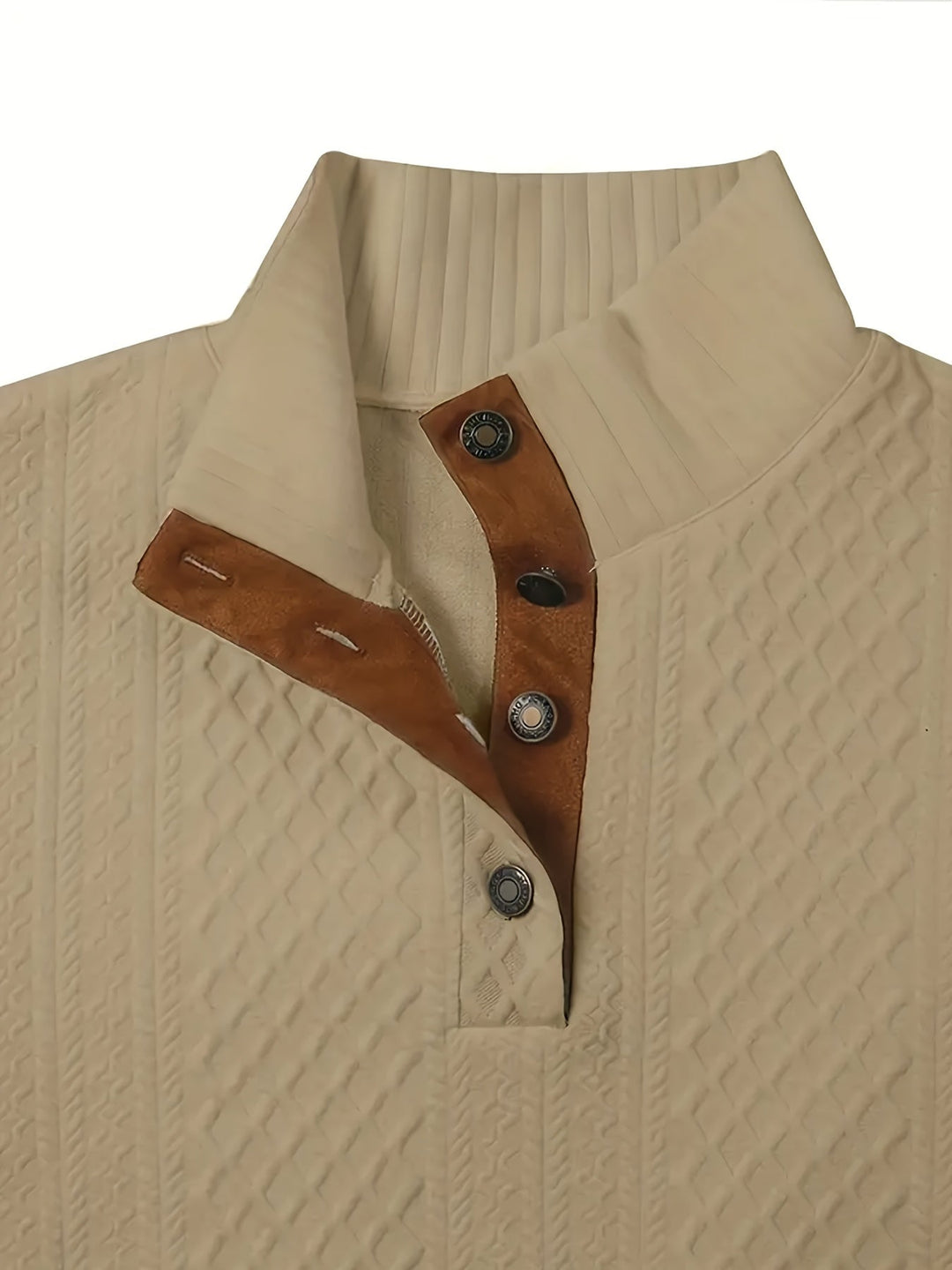 Ronan | Sweter Henley z Stojącym Kołnierzem i Guzikami
