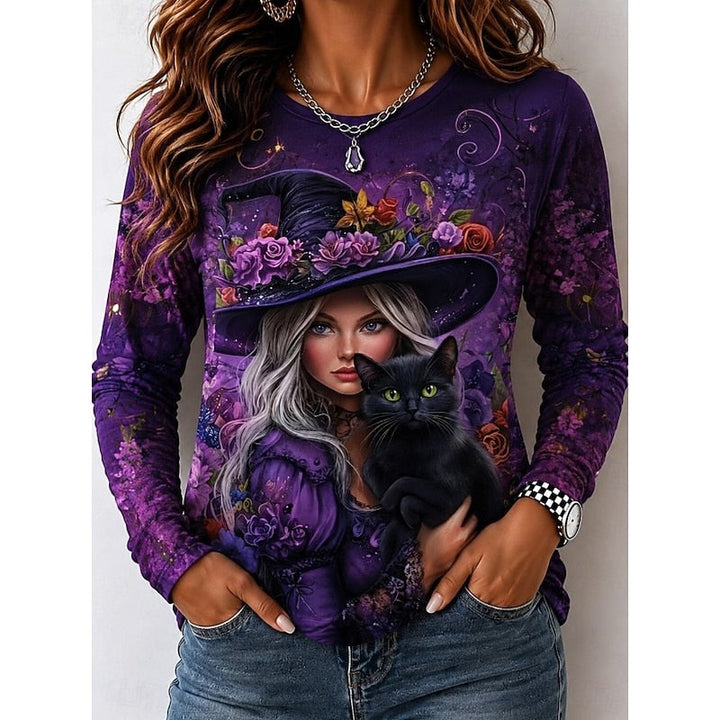 Jesień | Graficzny T-shirt na Halloween z Długim Rękawem