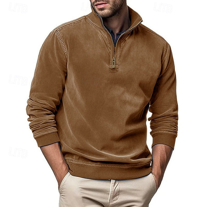 Caleb | Bluza z kołnierzem typu stand-collar na zamek błyskawiczny