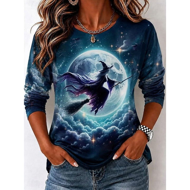 Jesień | Graficzny T-shirt na Halloween z Długim Rękawem