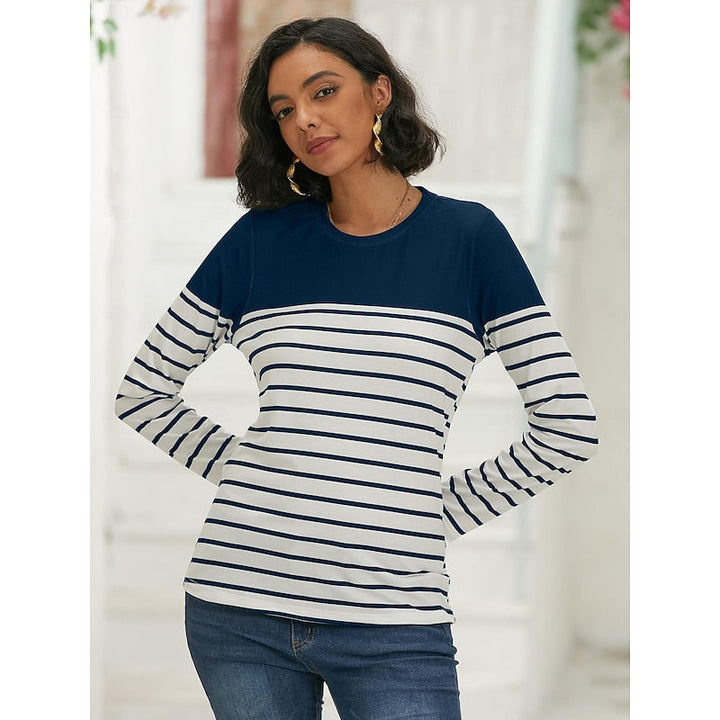 Constance | Pasiasty Top z Długim Rękawem
