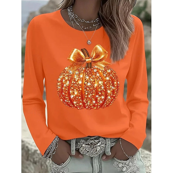 Lillian | Iskrząca Dyniowa Bluzka na Halloween
