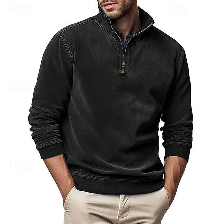 Caleb | Bluza z kołnierzem typu stand-collar na zamek błyskawiczny