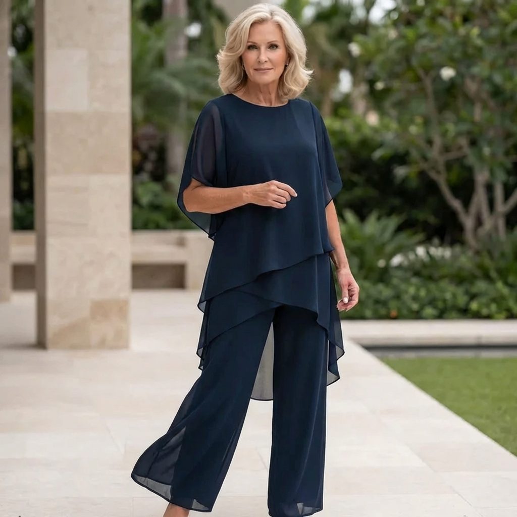 Valeria | Elegancki Zestaw Spodni Palazzo z Drapowaniem
