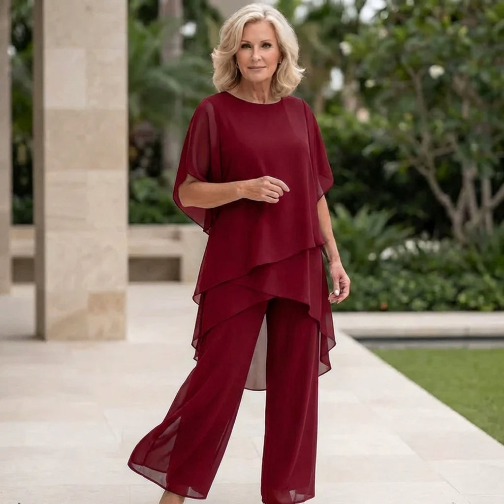 Valeria | Elegancki Zestaw Spodni Palazzo z Drapowaniem