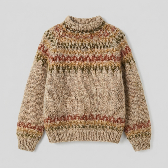Damski Sweter z Wzorem Fair Isle i Golfem do Codziennego Noszenia