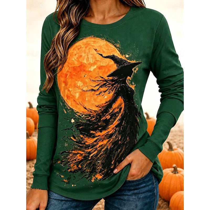 Fern | Graficzny top z długim rękawem na Halloween