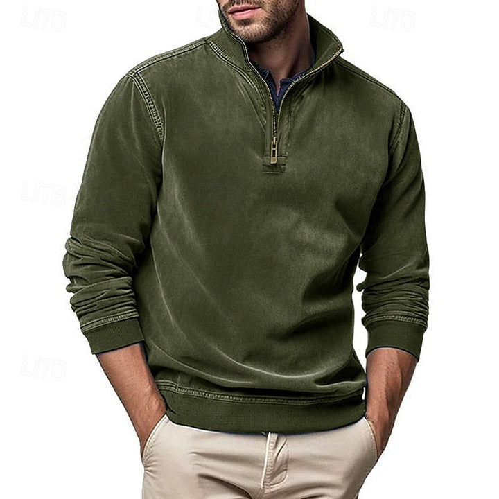 Caleb | Bluza z kołnierzem typu stand-collar na zamek błyskawiczny