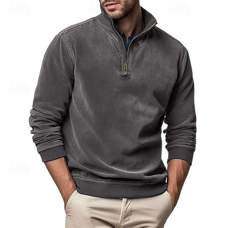 Caleb | Bluza z kołnierzem typu stand-collar na zamek błyskawiczny