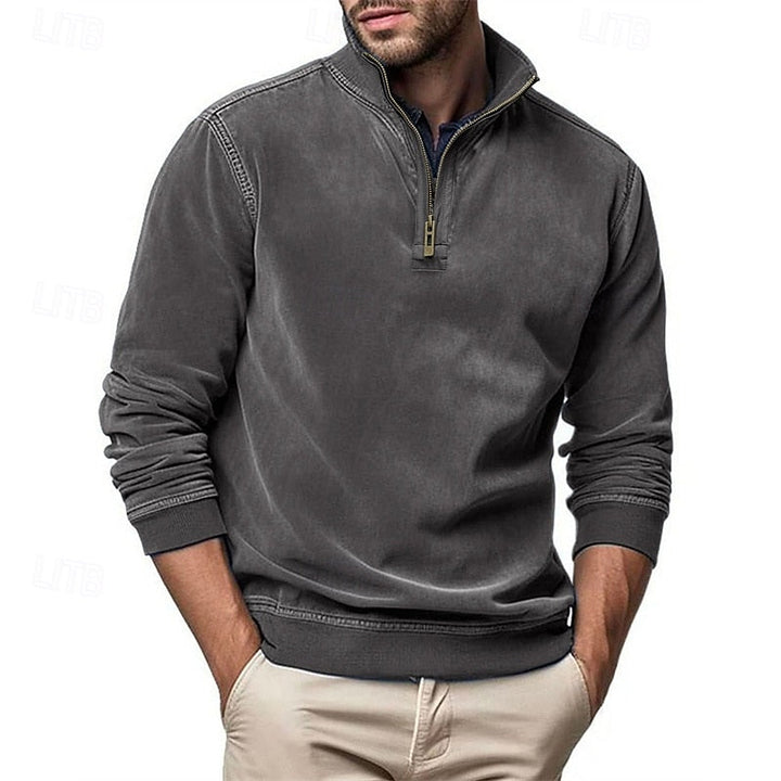 Caleb | Bluza z kołnierzem typu stand-collar na zamek błyskawiczny