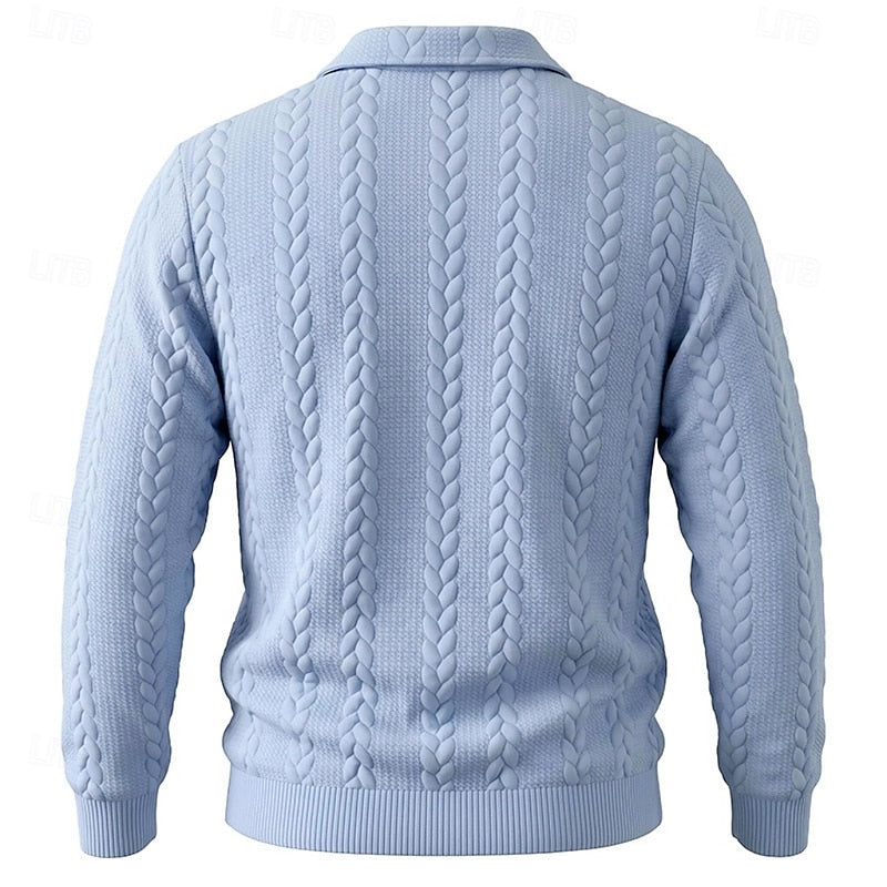 Chase | Sweter z teksturowanym zamkiem na ćwierć