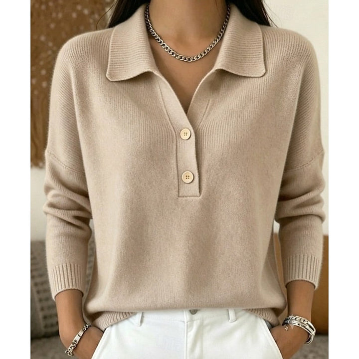 Eliza | Elegancki sweter z kołnierzykiem i guzikami