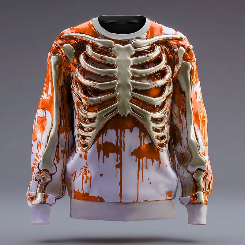 Rory | Halloweenowy Sweter z Okrągłym Dekoltem w Kształcie Czaszki