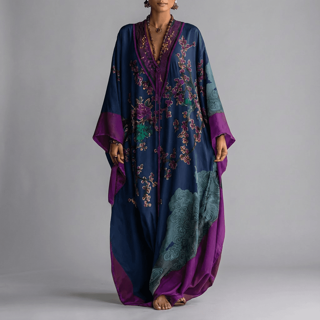 Valerie | Sukienka Maxi z Rękawem Batwing