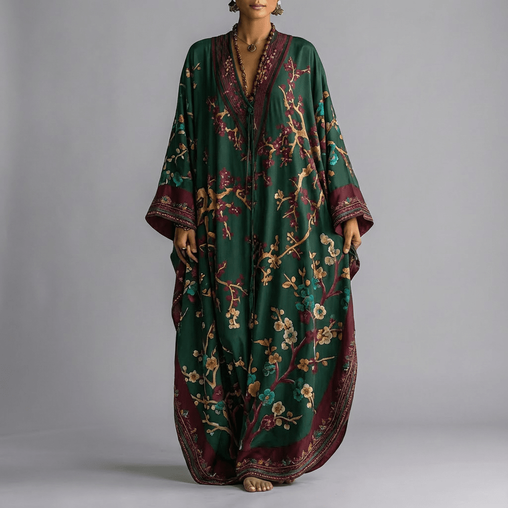 Valerie | Sukienka Maxi z Rękawem Batwing