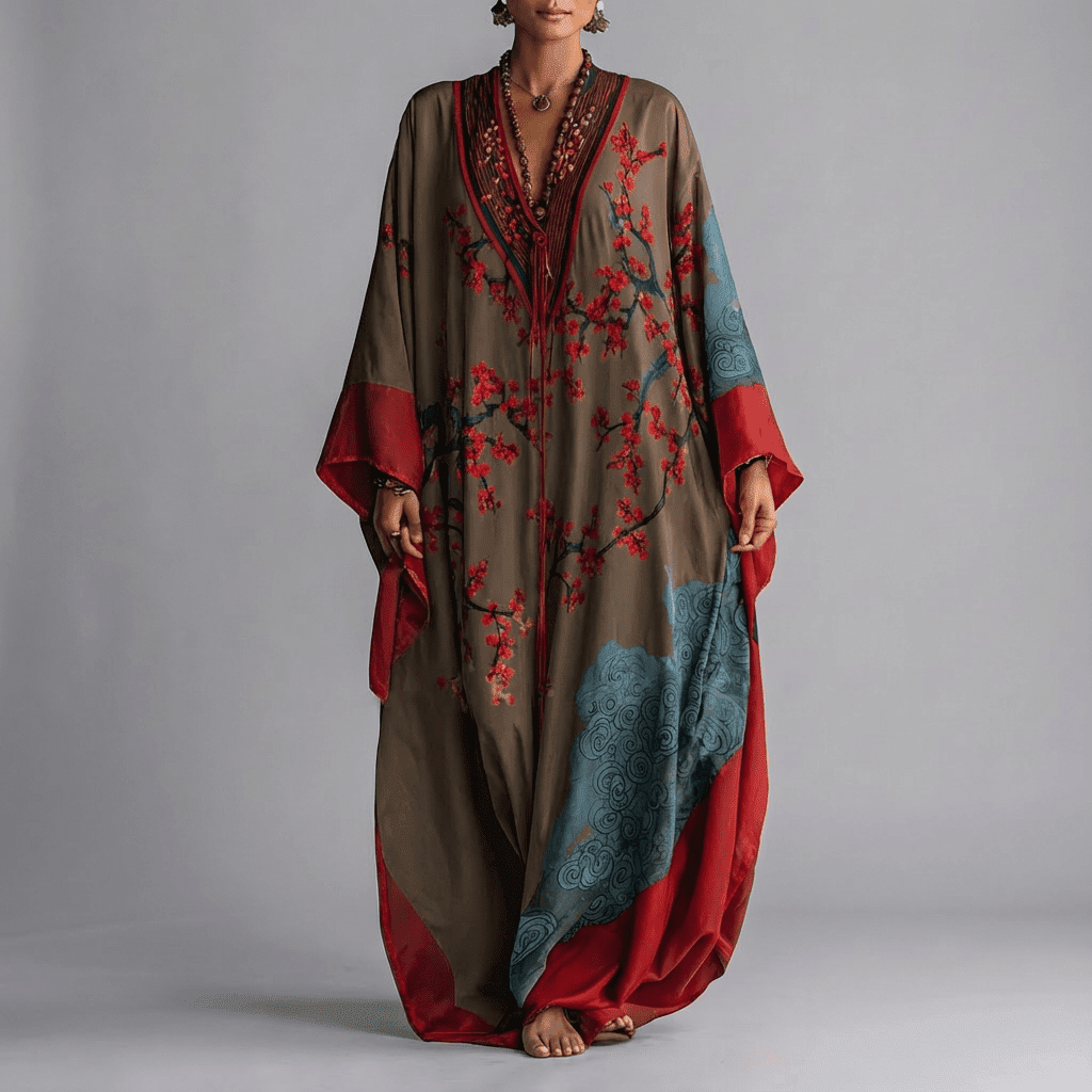 Valerie | Sukienka Maxi z Rękawem Batwing