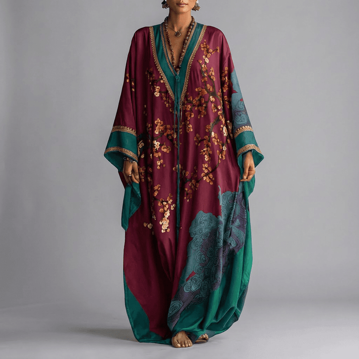Valerie | Sukienka Maxi z Rękawem Batwing