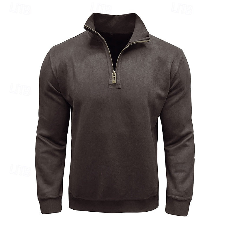 Caleb | Bluza z kołnierzem typu stand-collar na zamek błyskawiczny