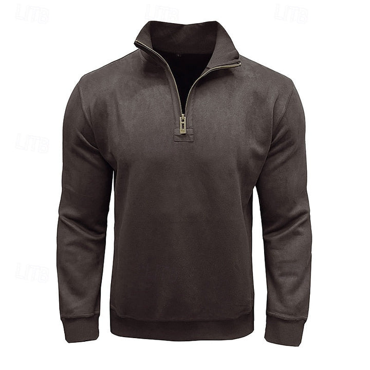 Caleb | Bluza z kołnierzem typu stand-collar na zamek błyskawiczny