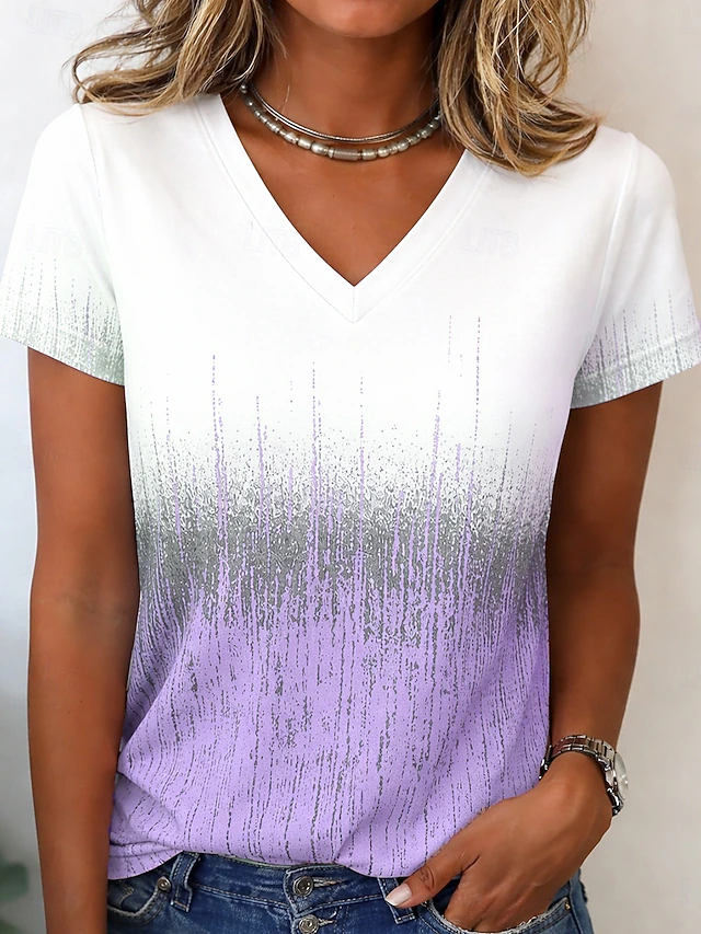 Gabrielle | T-shirt z dekoltem w serek w odcieniach ombre