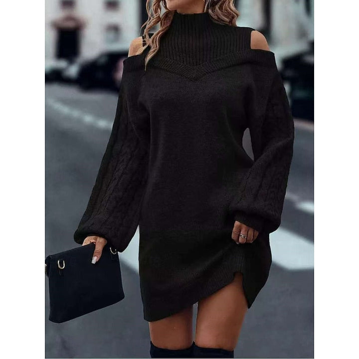 Winifred | Sukienka Sweterowa z Wycięciem na Ramionach