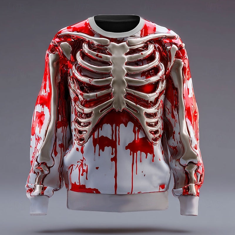 Rory | Halloweenowy Sweter z Okrągłym Dekoltem w Kształcie Czaszki