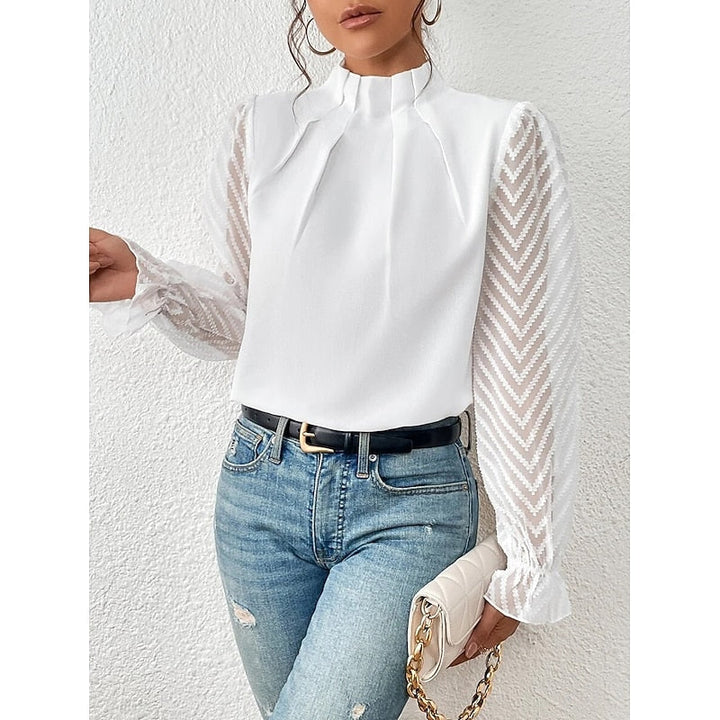 Elspeth | Elegancka Bluzka z Wysokim Kołnierzem