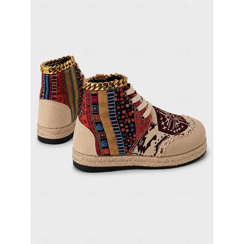 Talia | Boho Wzorzyste Sneakersy Wysokie