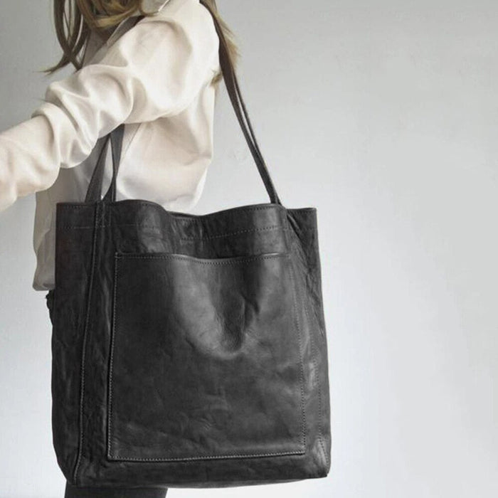 Damska Skórzana Torba Shopper z Podszewką i Kieszeniami