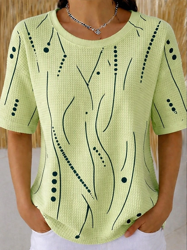 Sylvia | Teksturowany T-shirt z Krótkim Rękawem