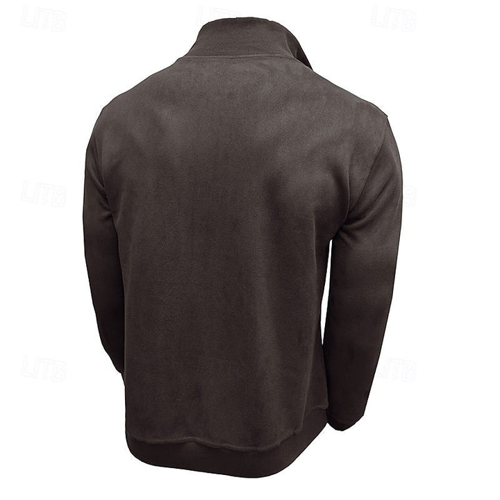 Caleb | Bluza z kołnierzem typu stand-collar na zamek błyskawiczny