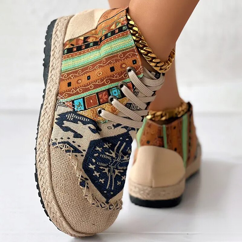 Talia | Boho Wzorzyste Sneakersy Wysokie