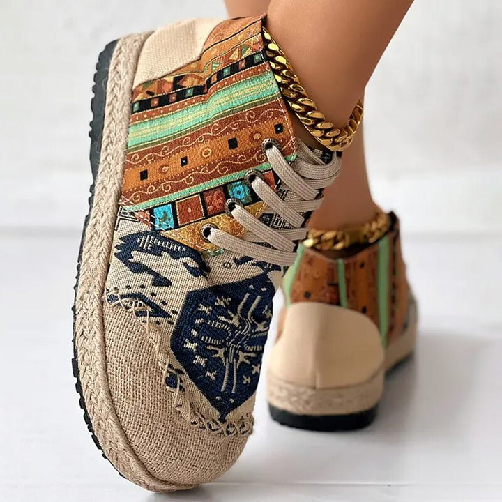 Talia | Boho Wzorzyste Sneakersy Wysokie