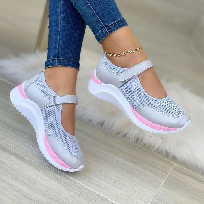 Damskie Sneakersy z Regulowanym Paskiem i Oddychającą Siatką