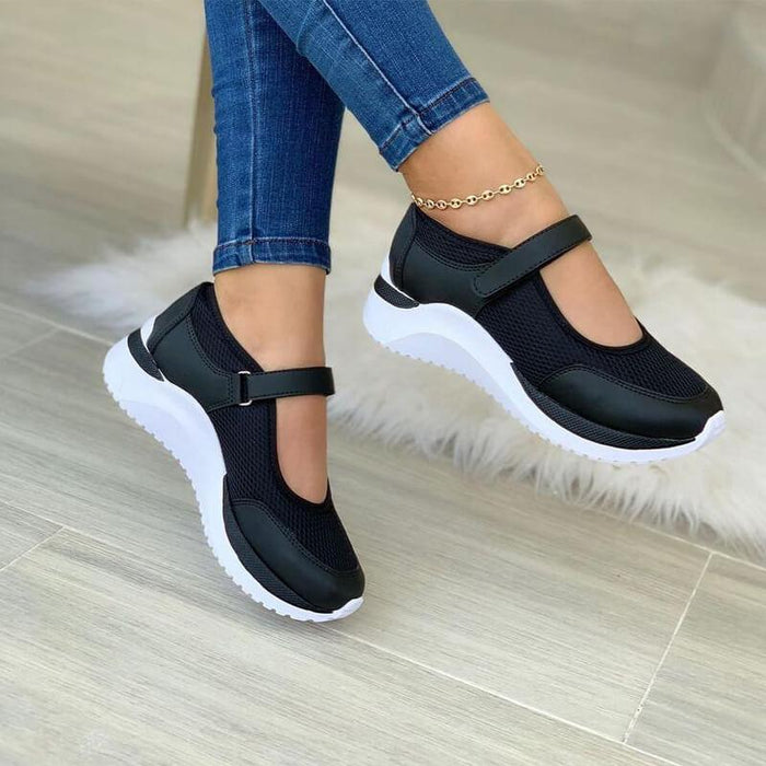 Damskie Sneakersy z Regulowanym Paskiem i Oddychającą Siatką