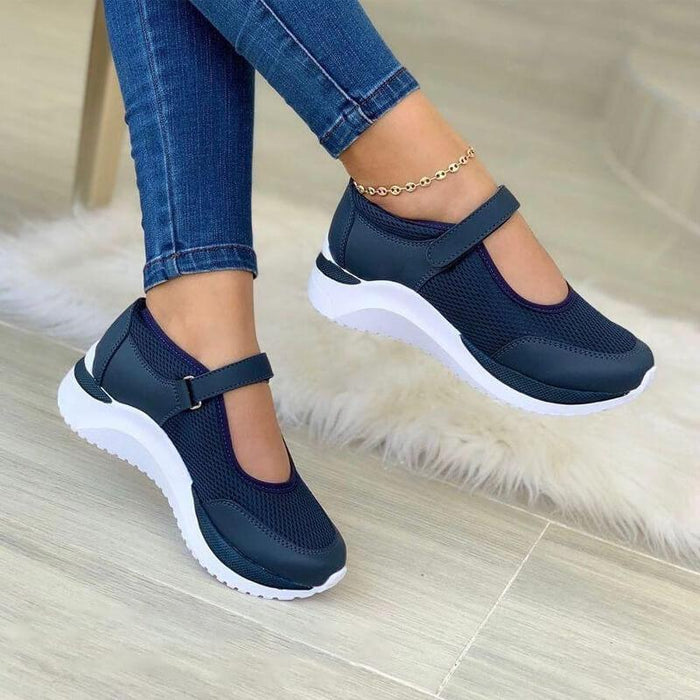 Damskie Sneakersy z Regulowanym Paskiem i Oddychającą Siatką