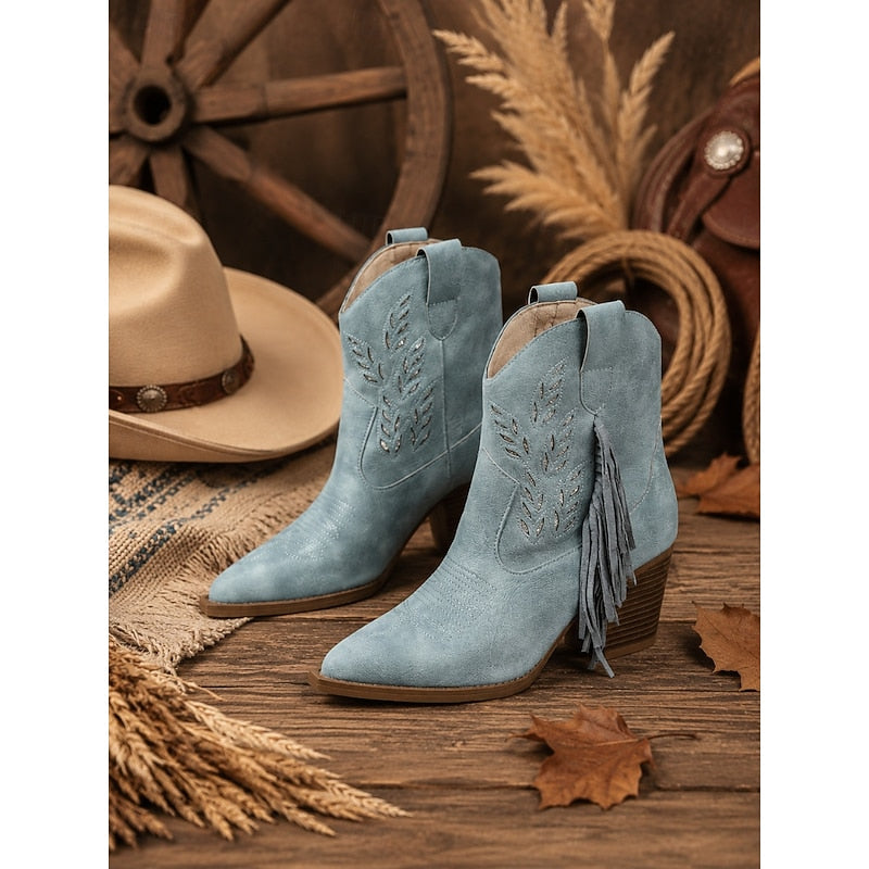 Corinne | Zamszowe Botki Westernowe