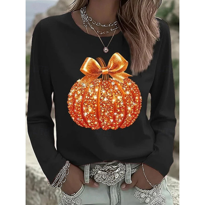 Lillian | Iskrząca Dyniowa Bluzka na Halloween