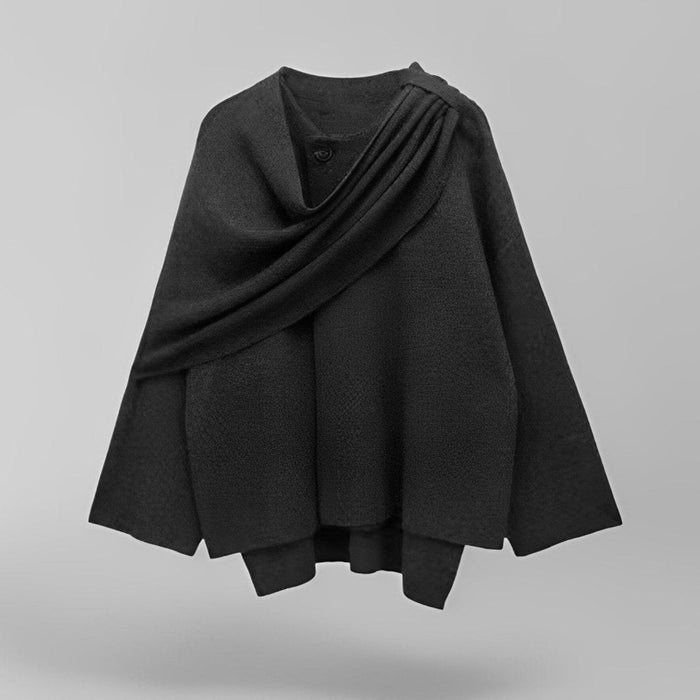 Damskie Cape Mantel z Draperią i Stójką