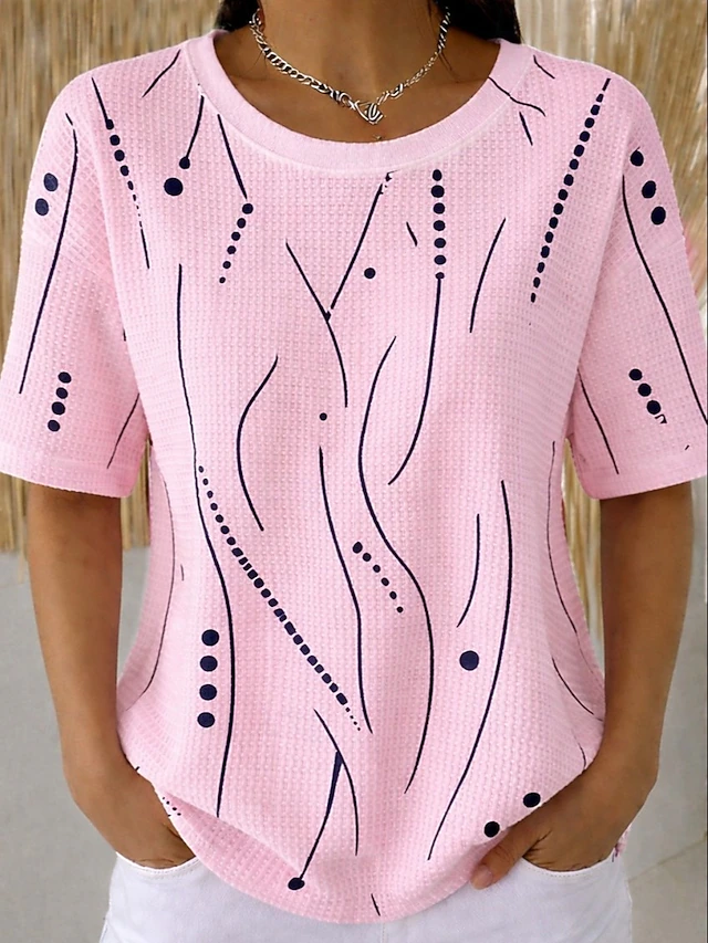 Sylvia | Teksturowany T-shirt z Krótkim Rękawem