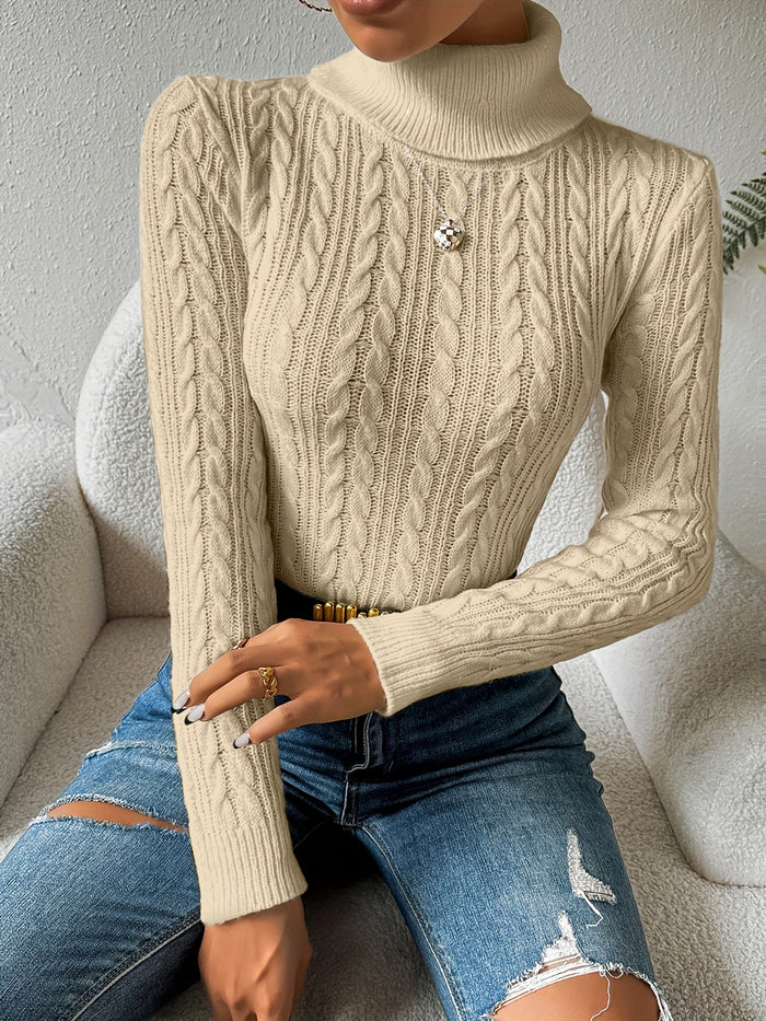 Damski Golf Sweter z Wzorem Warkocza