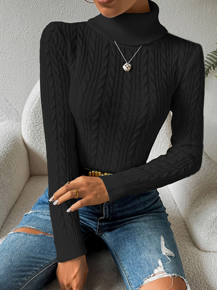 Damski Golf Sweter z Wzorem Warkocza