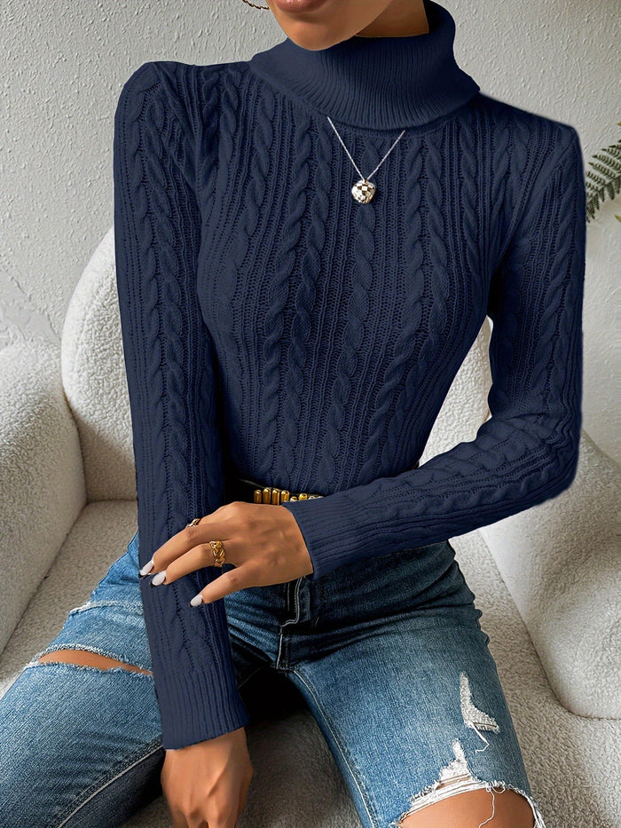 Damski Golf Sweter z Wzorem Warkocza