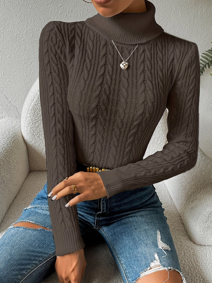 Damski Golf Sweter z Wzorem Warkocza